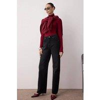 WOVCOR Women's High Waist Wide Leg Jeans Denim in Black | Size: 10