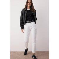 WOVCOR Women's High Waist Mom Jeans in White | Size: 16