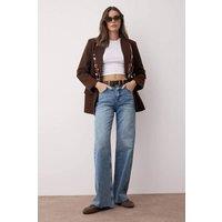 WOVCOR Women's High Waist Comfort Palazzo Wide Leg Jeans in Blue | Size: 4