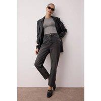 WOVCOR Women's High Waist Mom Jeans in Dark Grey | Size: 8