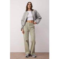 WOVCOR Women's High Waist Utility Wide Leg Jeans With Front Pockets in Pale Green | Size: 4