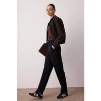 WOVCOR Women's High Waist Utility Wide Leg Jeans With Front Pockets in Black | Size: 6