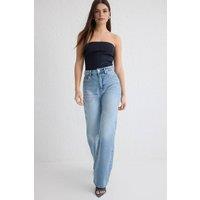 WOVCOR Women's High Waist Wide Leg Jeans in Light Blue | Size: 6