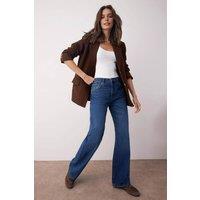 WOVCOR Women's High Waist Wide Leg Jeans in Dark Blue | Size: 4