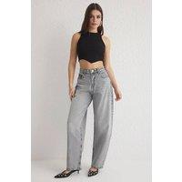 WOVCOR Women's Normal Waist Loose Baggy Jeans in Grey | Size: 8