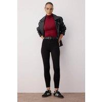 WOVCOR Women's High Waist Fitted Flexible Skinny Jeans in Black | Size: 10