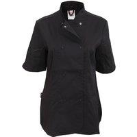 Dennys Women's Short Sleeve Fitted Chef Jacket in Black | Size: Large