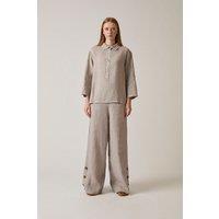 James Lakeland Women's Taupe Linen Blouse | Size: 16