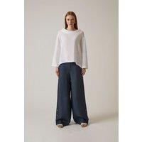 James Lakeland Women's Cowl Neck Linen White Top | Size: 18