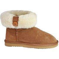 Eastern Counties Leather Women's Freya Cuff & Button Sheepskin Boots in Beige | Size: 3