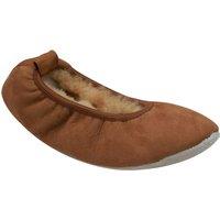 Eastern Counties Leather Women's Sheepskin Lined Ballerina Slippers in Beige | Size: 3
