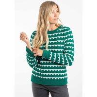 Weird Fish Women's Tyla Cosy Knit Scalloped Jumper in Green | Size: 16