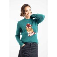 Weird Fish Women's Lotipot Intarsia Knitted Jumper in Teal | Size: 10