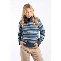 Weird Fish Women's Annecy Fair Isle Roll Neck Jumper in Navy | Size: 8