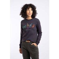 Weird Fish Women's Chidham Graphic Crew Neck Sweatshirt in Midnight | Size: 20