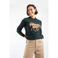 Weird Fish Women's GeeGee Intarsia Knitted Jumper in Dark Green | Size: 10