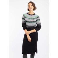 Weird Fish Women's Amren Fair Isle Sparkle Knitted Dress in Black | Size: 22