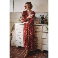 Weird Fish Women's Gardot Viscose Printed Midaxi Dress in Brown | Size: 18