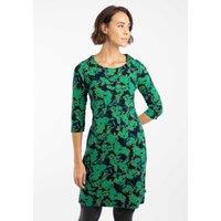 Weird Fish Women's Shafika Cotton Printed Jersey Dress in Blue | Size: 14