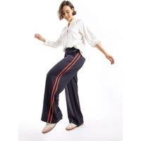 Weird Fish Women's Ivy Jersey Wide Leg Trouser in Navy | Size: 14