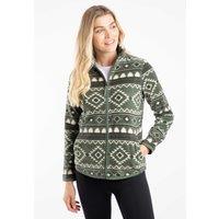 Weird Fish Women's Roch Full Zip Printed Microfleece in Dark Green | Size: 22
