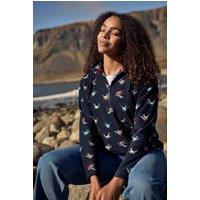 Weird Fish Women's Lana 1/4 Zip Microfleece Hoodie in Dark Blue | Size: 10