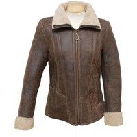 Eastern Counties Leather Women's Krissy Aviator Sheepskin Coat in Chocolate | Size: 14