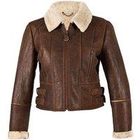 Eastern Counties Leather Women's Ella Cropped Sheepskin Flying Jacket in Brown | Size: 12