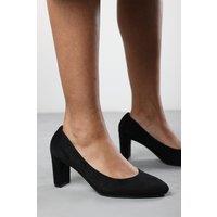 Where's That From Women's 'Nolan' Suede Mid Block Heel Court Shoe With Rounded Toe in Black | Size: 5