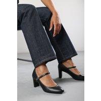 Where's That From Women's 'Oceana' Faux Leather Mary Jane Court Shoe With Buckle Strap in True Black | Size: 4