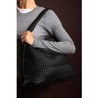 Where's That From Women's 'Stone' Weave Detail Faux Leather Shoulder Bag in Black