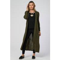 Saloos Women's Longline Open-Front Cardigan in Khaki | Size: 14