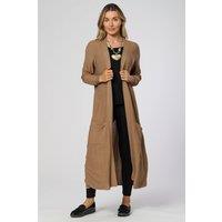 Saloos Women's Longline Open-Front Cardigan in Taupe | Size: 14