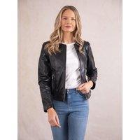 Lakeland Leather Women's 'Crosby' Collarless Leather Jacket in Black | Size: 12