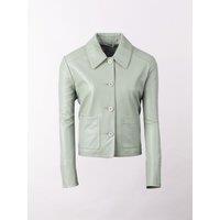 Lakeland Leather Women's 'Kendal' Collared Leather Jacket in Light Green | Size: 16