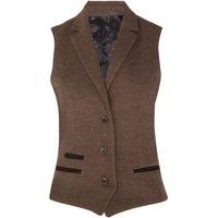 Infinity Leather Women's Tweed 1920s Herringbone Waistcoat in Light Brown | Size: 20