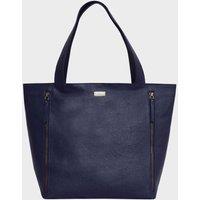 Assots London Women's CORDER' Pebble Grain Real Leather Oversized Tote Bag in Navy