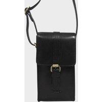 Assots London Women's 'PETRA' Polished VT Real Leather Mobile Phone Crossbody Bag in Black