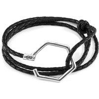 ANCHOR & CREW Women's Storey Silver & Braided Leather Bracelet in Black