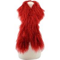 SNUGRUGS Women's Extra Long (180cm) Genuine Curly Mongolian Sheepskin Scarf / Boa in Red