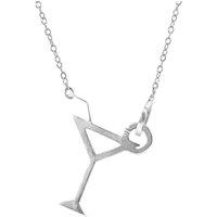 ANCHOR & CREW Women's Beach Cocktail Link Paradise Silver Necklace Pendant | Size: 20 inches