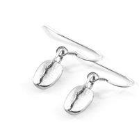 ANCHOR & CREW Women's GUSTATORY Coffee Bean Silver Earrings