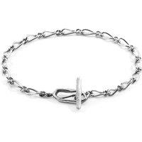 ANCHOR & CREW Women's Arabella Twist Silver Chain T-Bar Bracelet | Size: 23 cm