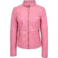House of Leather Women's Real Leather Biker Jacket Sophia Pink 12 | Size: 18