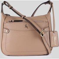 Ashwood Leather Women's 'Classico Napoli' Real Leather Top Zip Crossbody Bag in Beige