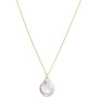 Spero London Women's Baroque Flat Pearl Pendant Necklace Sterling Silver in Gold