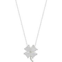 Spero London Women's Four Leaf Clover Sterling Silver Necklace - White