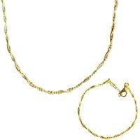 Spero London Women's Twisted Beads Sterling Silver Chain Necklace & Bracelet Set in Gold