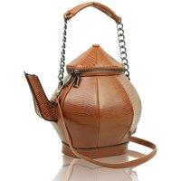 Fontanella Fashion Women's Teapot Shaped Gothic Unique Design Handbag in Brown