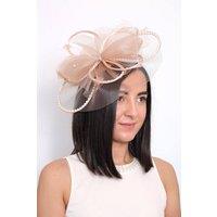 PEACH ACCESSORIES Women's Jewelled Temptation Exquisite Feathered Fascinator in Nude